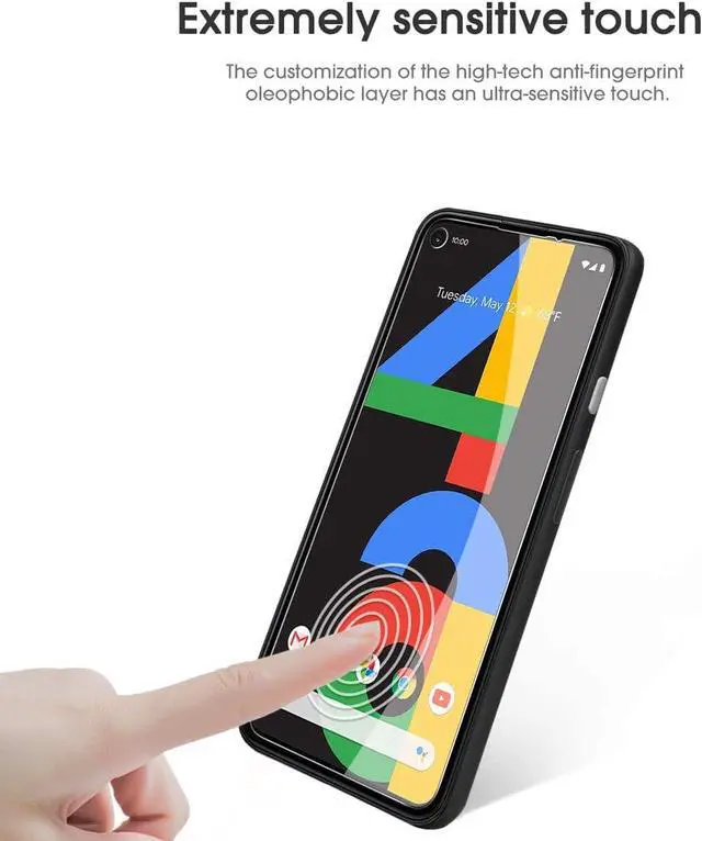 Alt view image 4 of 7 - OMOTON [4 Pack] Screen Protector for Google Pixel 4a (Not Fit for 4a 5G), Scratch Resistant/Easy-Install/Bubble Free/Tempered Glass Screen Protector Compatible with Google Pixel 4a