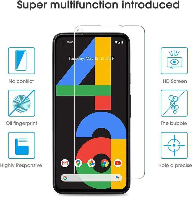 Alt view image 5 of 7 - OMOTON [4 Pack] Screen Protector for Google Pixel 4a (Not Fit for 4a 5G), Scratch Resistant/Easy-Install/Bubble Free/Tempered Glass Screen Protector Compatible with Google Pixel 4a