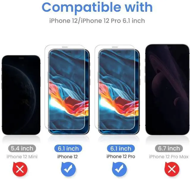 Alt view image 2 of 7 - iPhone 12/12 Pro Screen Protector 3 Pack, FLOVEME Clear Anti Scratch Touch Accurate iPhone 12/12 Pro Screen Protector Tempered Glass with Guidance Frame 2020 Upgraded HD Clarity 6.1 inch