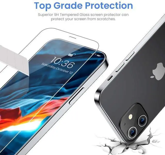 Alt view image 5 of 7 - iPhone 12/12 Pro Screen Protector 3 Pack, FLOVEME Clear Anti Scratch Touch Accurate iPhone 12/12 Pro Screen Protector Tempered Glass with Guidance Frame 2020 Upgraded HD Clarity 6.1 inch