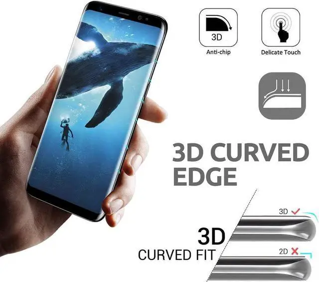Alt view image 3 of 7 - 2-PACKCoolpow Designed for Samsung Galaxy S9 Plus Screen Protector, Case Friendly, Anti-Bubble, 3D Curved Coverage, Samsung S9 Plus Screen Protector Tempered Glass Cell Phone Film.NOTE:Not for S9