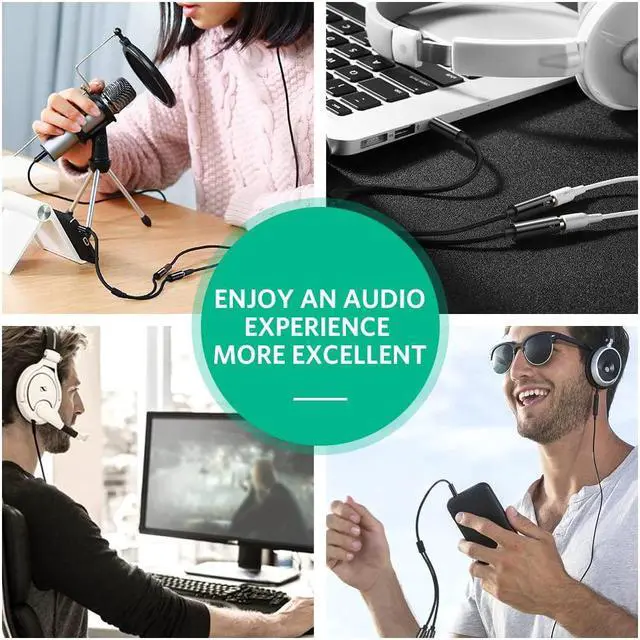 Alt view image 7 of 7 - UGREEN Headphone Splitter 3.5mm 4 Pole TRRS Audio Splitter Mic Y Headset Splitter Stereo Separate Jack Compatible with PS4 Xbox Laptop Phone PC Gaming Headset Black