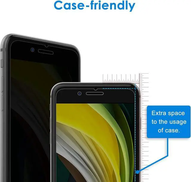 Alt view image 4 of 7 - Privacy Screen Protector for iPhone SE 3/2 (2022/2020 Edition) iPhone 8 and iPhone 7 Anti-Spy Tempered Glass Film 2-Pack
