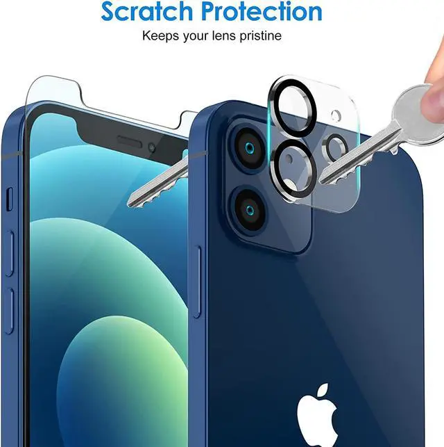 Alt view image 5 of 6 - JETech Screen Protector for iPhone 12 6.1-Inch with Camera Lens Protector, Tempered Glass Film, 2-Pack Each