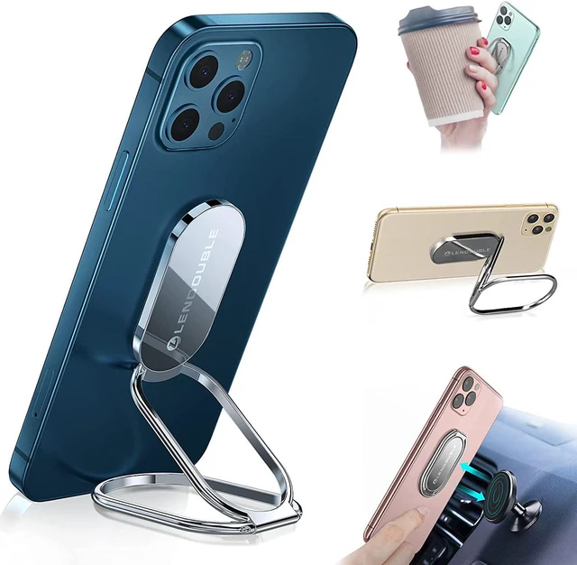 Main image of Phone Ring Holder Finger Kickstand Foldable Cell Phone Stand Silver