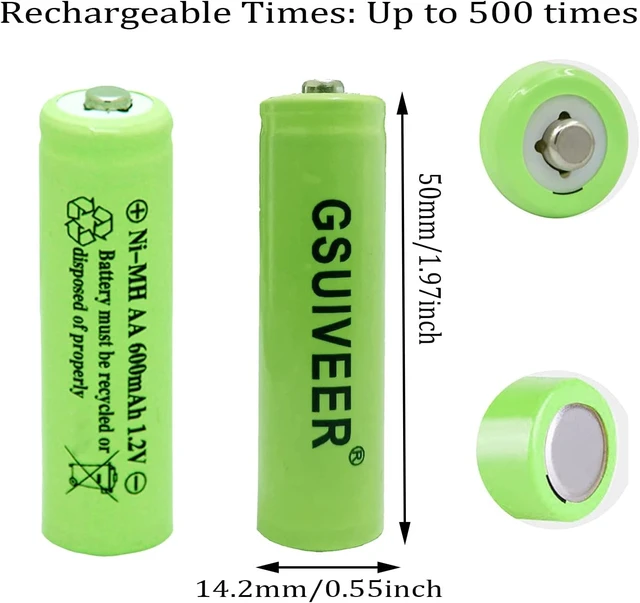 Alt view image 3 of 7 - Solar Light AA Ni-mh 600mAh 1.2V Rechargable Batteries AA Rechargeable Batteries for for Solar Lights (20 Pack)