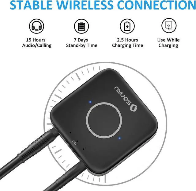 Alt view image 6 of 7 - Bluetooth 5.3 Adapter Hi-Fi Equipment for Car Wireless Audio Receiver with 3.5mm AUX RCA Cable Noise Cancellation Dual AUX Outputs for Home Speakers Wired Headphones