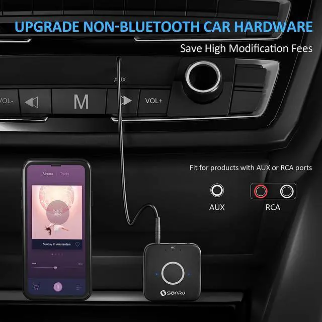 Alt view image 3 of 7 - Bluetooth 5.3 Adapter Hi-Fi Equipment for Car Wireless Audio Receiver with 3.5mm AUX RCA Cable Noise Cancellation Dual AUX Outputs for Home Speakers Wired Headphones