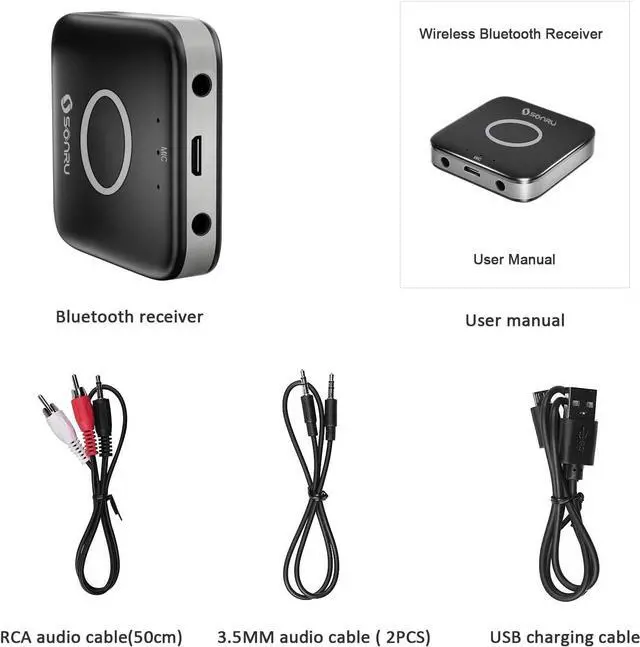 Alt view image 7 of 7 - Bluetooth 5.3 Adapter Hi-Fi Equipment for Car Wireless Audio Receiver with 3.5mm AUX RCA Cable Noise Cancellation Dual AUX Outputs for Home Speakers Wired Headphones