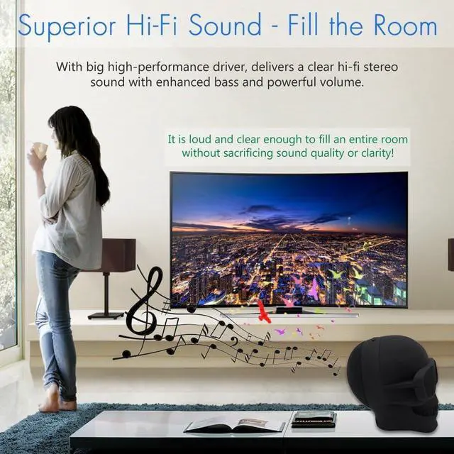 Alt view image 3 of 6 - Skull Bluetooth Speakers, Portable Wireless Speaker Built-in Mic, Cool Creative Design Bass Stereo Speaker for Halloween, Party, Travel, Outdoor, Home Decor, Support TF/U Disk/AUX