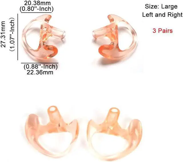 Alt view image 2 of 5 - HYS Replacement Larger Earmold Earbud Earpiece for Two-Way Radio Air Acoustic Coil Tube Audio Kits