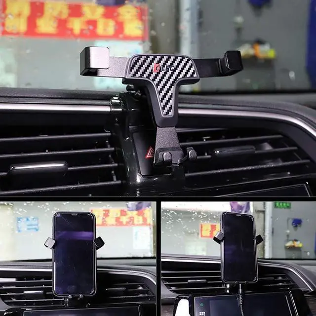 Alt view image 2 of 7 - ITrims Phone Car Holder for Honda Civic 2016 2017 2018 2019 Car Dashboard Mount Adjustable Air Vent Car Cell Phone Holder Cradle Compatible with iPhone 12 11 Pro Max Samsung Universal(Carbon Fiber)