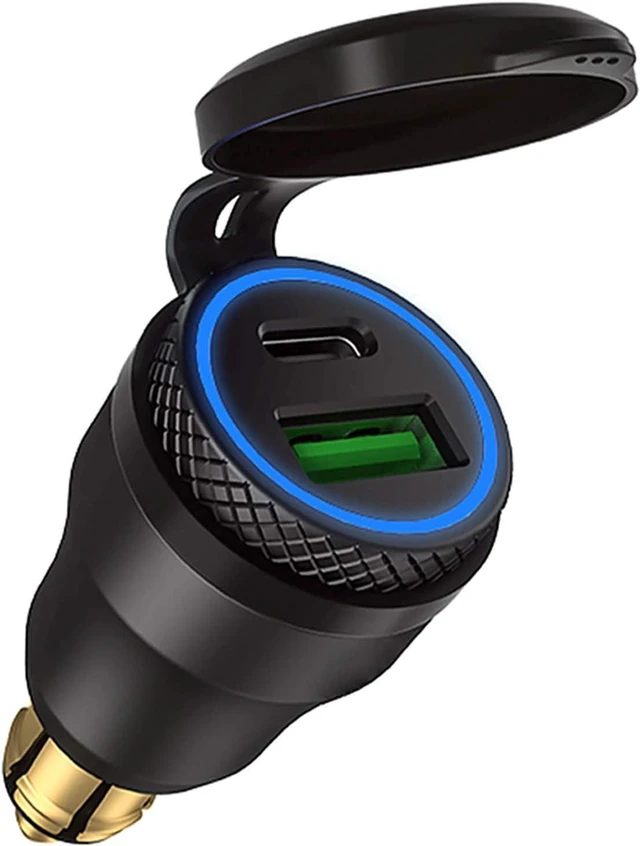 Main image of iMESTOU Aluminium DIN Plug USB C Charger 30W 5A Power Delivery Motorcycle Dual USB Charger QC 3.0 Quick Charge Power Adapter Waterproof Fits for 12V-24V BMW Ducati Triumph Hella DIN Socket