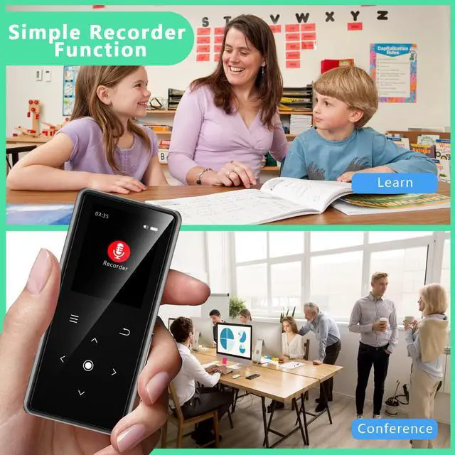 Alt view image 5 of 7 - 64GB MP3 Player with Bluetooth 5.2, AiMoonsa Music Player with Built-in HD Speaker, FM Radio, Voice Recorder, HiFi Sound, E-Book Function, Earphones Included