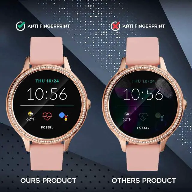 Alt view image 5 of 7 - Orzero (3 Pack) Compatible for Fossil Gen 5E 42mm, Gen 5E 44mm Smartwatch Tempered Glass Screen Protector, 2.5D Arc Edges 9 Hardness High Definition Anti-Scratch Bubble-Free (Lifetime Replacement)