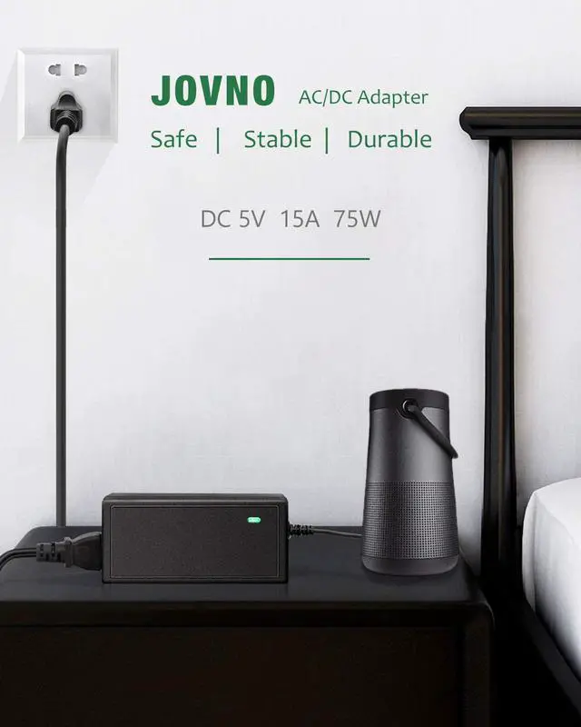 Alt view image 2 of 6 - 5V 15A Adapter, 100-240V AC to DC 5 Volt 15 Amp 75W Power Supply, 12A 10A 9A 8A Converter RGB LEDs Driver 5.5x2.5mm Tip 7.5ft Cord for Christmas Lights WS2812B WS2811 WS2813 SK6812 LED Strips - OEM