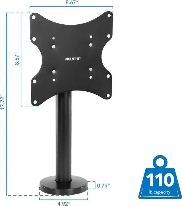 Alt view image 7 of 7 - Flat Screen TV Bolt Down Stand for Desk, Desktop, and Tabletop [23" - 43" Screens] Swivel Tabletop Mount, VESA Mount up to 200x200mm (Steel, Black)