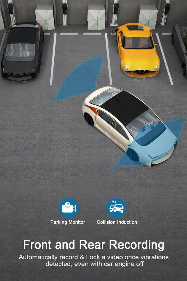 Alt view image 5 of 6 - Dash Cam Front and Rear CHORTAU Dual Dash Cam 3 inch Dashboard Camera Full HD 170° Wide Angle Backup Camera with Night Vision WDR G-Sensor Parking Monitor Loop Recording Motion Detection