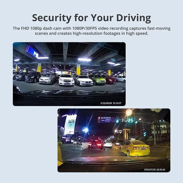 Alt view image 3 of 7 - Dual Dash Cam Front and Rear, 3 inch 2.5D IPS Screen Free 64GB Card Car Driving Recorder, 1080P FHD Dashboard Camera, Waterproof Backup Camera Night Vision, Park Monitor, G-Sensor, for Car Taxi
