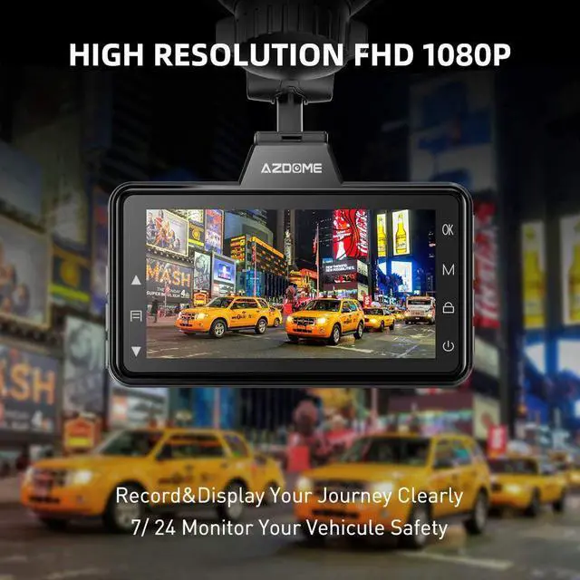 Alt view image 4 of 7 - Dual Dash Cam Front and Rear, 3 inch 2.5D IPS Screen Free 64GB Card Car Driving Recorder, 1080P FHD Dashboard Camera, Waterproof Backup Camera Night Vision, Park Monitor, G-Sensor, for Car Taxi