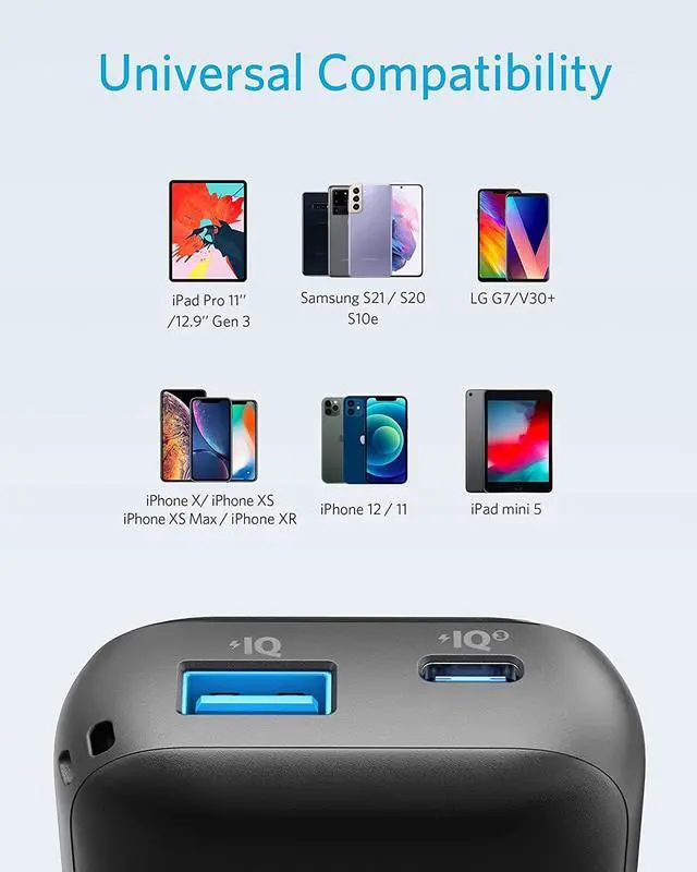 Alt view image 4 of 7 - Anker PowerCore 10,000 mAh Redux, 10K Power Bank USB-C Power Delivery (18W) Portable Charger for iPhone 15/15 Plus/15 Pro/15 Pro Max, iPhone 14/13/12 Series, Samsung S10, Pixel 3/3XL, iPad Pro 2018