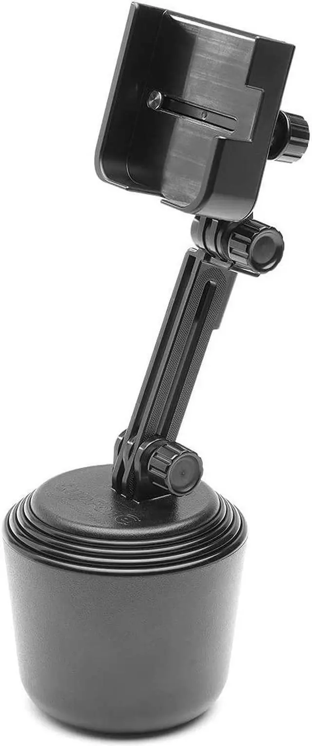 Alt view image 2 of 7 - CupFone Two View with Extension  Adjustable, Universal Cup Holder Cell Phone Mount Car & Truck Accessory  Best Design for iPhone & Smartphone Charging  Black Plastic Knobs