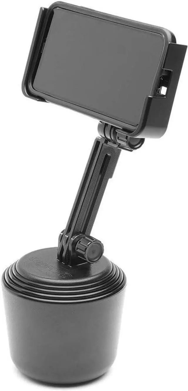 Alt view image 3 of 7 - CupFone Two View with Extension  Adjustable, Universal Cup Holder Cell Phone Mount Car & Truck Accessory  Best Design for iPhone & Smartphone Charging  Black Plastic Knobs