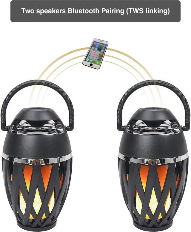 Alt view image 6 of 6 - Sound Town 2-Pack Portable Bluetooth Speakers with LED Lights, True Wireless Stereo (TWS) Bluetooth, Wall Mount Brackets, and Decorative Flame, for Outdoors, House Party, Patio and Home (OPIK-F1-PAIR)