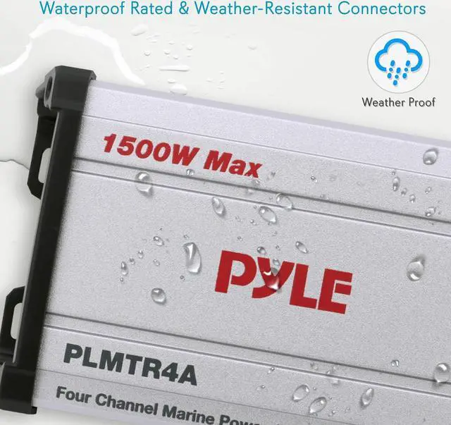 Alt view image 4 of 7 - 4-Channel Marine Amplifier Receiver - Waterproof and Weatherproof Audio Subwoofer for Boat Stereo Speaker & Other Watercraft - 1200 Watt Power, Wired RCA, AUX and MP3 Audio Input Cable - PLMTR4A