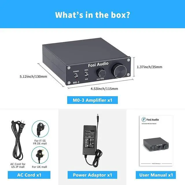 Alt view image 7 of 7 - M03 200 Watt TPA3255 Subwoofer Amplifier Mini Mono Channel Audio Power Amp for Home Theater Full-Frequency and SUB Bass Switchable with 32V/5A Power Supply