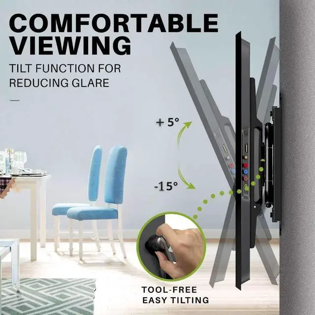 Alt view image 5 of 7 - Full Motion TV Wall Mount Bracket fits for 32-90" TVs Holds up to 150lbs with Sliding Design for TV Centering, Swivel, Tilt, Max VESA 600x400mm, Arms for 16", 18", 24" Studs