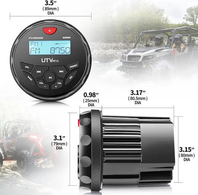 Alt view image 3 of 7 - Boat Bluetooth Marine Stereo Radio Boat Radio AM FM Tuner Bluetooth Streaming Music Digital Media on Boats Golf Cart ATV UTV and Spa Hot Tubs