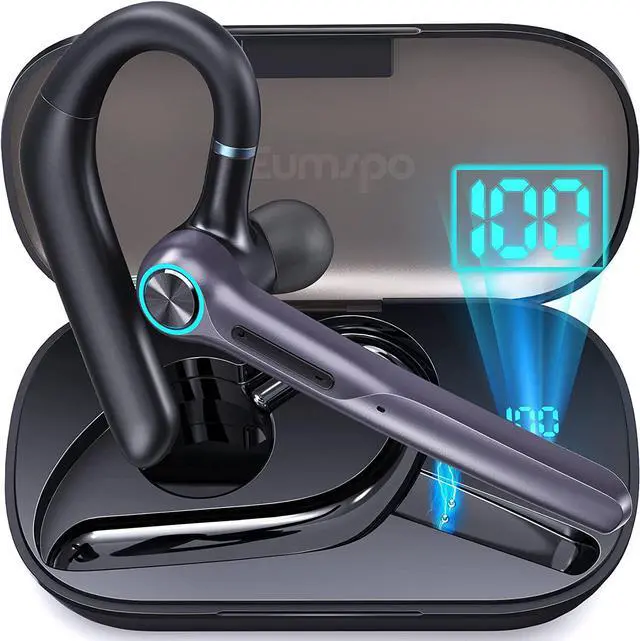 Main image of Bluetooth Headset Eumspo V5.1 Bluetooth Earpiece 50Hrs Playtime Built-in Dual Noise Canceling Mic Wireless Headset with Microphones with 400mAh LED Charging Case for Business Office Working