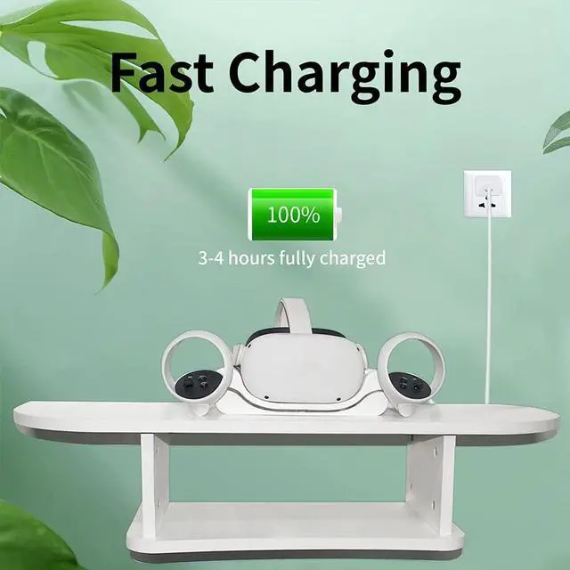 Alt view image 6 of 7 - Charging Station for Oculus Quest 2 VR Headset Accessories Wall Mount Charging Stand for Oculus Quest 2