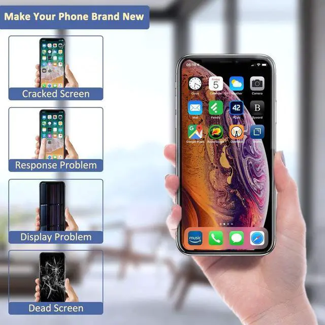 Alt view image 7 of 7 - for iPhone XR Screen Replacement Kit COF Full HD LCD Display 3D Touch Digitizer Frame with Repair Tool for Model A1984, A2105, A2106, A2107 Black 6.1 inch