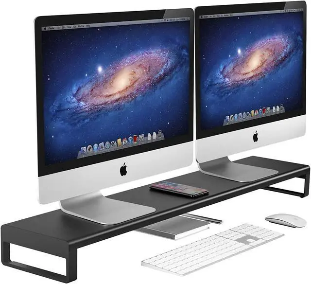 Main image of VAYDEER Dual Aluminum Monitor Stand Riser, Aluminum Strong&Sturdy for Laptop Computer Screen, TV, PC, Printer, Multi Media Speaker-Multifunctional Desktop Organizer