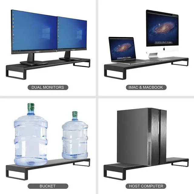 Alt view image 2 of 7 - VAYDEER Dual Aluminum Monitor Stand Riser, Aluminum Strong&Sturdy for Laptop Computer Screen, TV, PC, Printer, Multi Media Speaker-Multifunctional Desktop Organizer