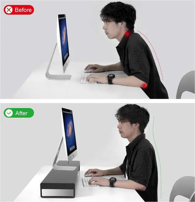Alt view image 4 of 7 - VAYDEER Dual Aluminum Monitor Stand Riser, Aluminum Strong&Sturdy for Laptop Computer Screen, TV, PC, Printer, Multi Media Speaker-Multifunctional Desktop Organizer