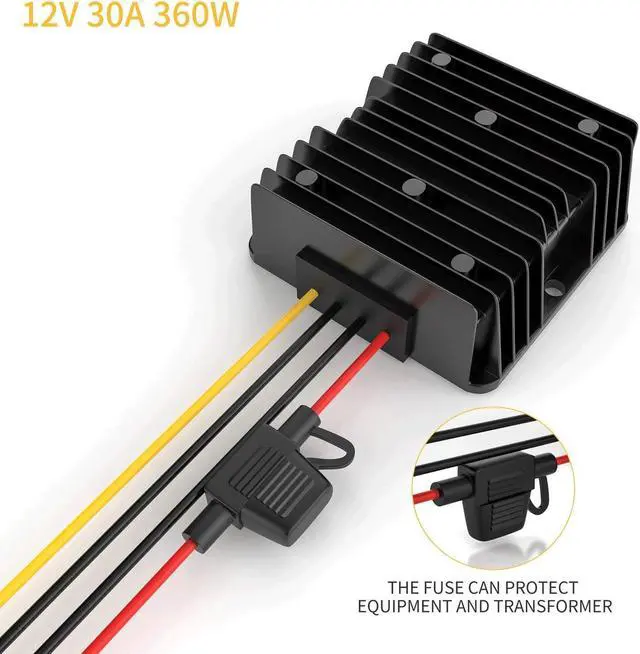 Alt view image 2 of 7 - 24V to 12V Step Down Voltage Converter, 30A 360W Power Adapter Converter with Fuse Waterproof, Voltage Transformer for Golf Cart 3D Printer LED Motor Truck Vehicle Boat (Accept DC 15-40V Inputs)