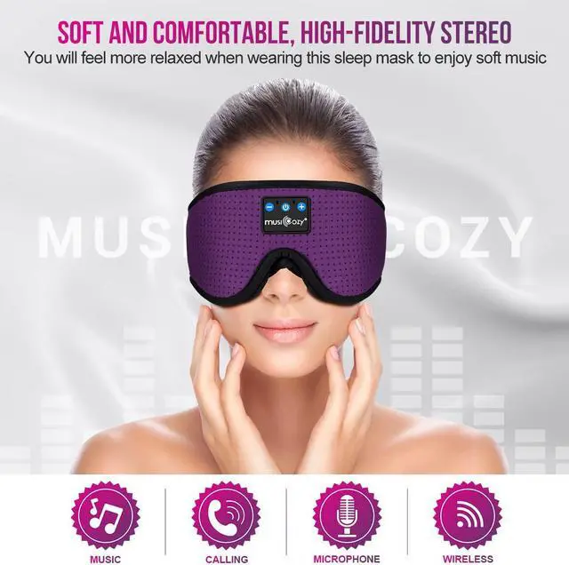 Alt view image 5 of 7 - MUSICOZY Sleep Headphones Bluetooth Wireless Sports Headband, Sleeping Eye Mask Earbud for Side Sleepers Air Travel Meditation, Pack of 2