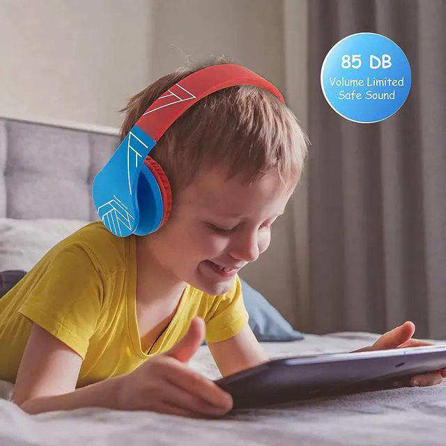 Alt view image 3 of 7 - PowerLocus Bluetooth Headphones for Kids, Wireless Foldable Headphones Over Ear, Headphone with Microphone, 85DB Volume Limit, Wireless and Wired Headset with Micro SD, FM for Cellphones, Tablets, PC