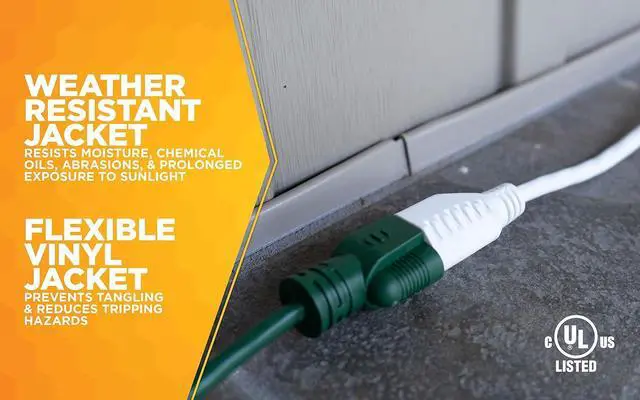 Alt view image 5 of 7 - Southwire Outdoor Extension Cord - Light Duty Landscape & Patio Power Cable for Outdoor Use - Weather Resistant Vinyl Jacket - Neutral White Finish - 16/3 Gauge - 20-Foot