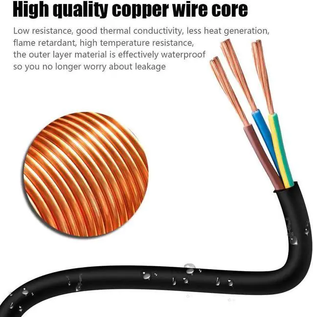 Alt view image 5 of 7 - 6FT 12/3 Outdoor Extension Cord, Heavy Duty 3-Outlet SJTW Indoor/Outdoor Three-Prong Power-Cord 12-Gauge Grounded 15-Amp 1875 Watts