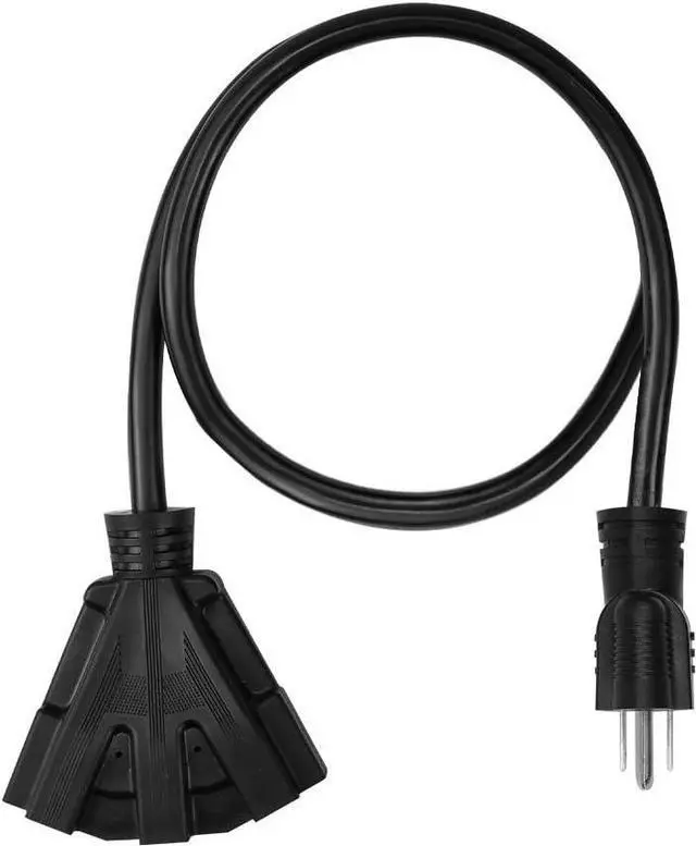 Alt view image 2 of 7 - 6FT 12/3 Outdoor Extension Cord, Heavy Duty 3-Outlet SJTW Indoor/Outdoor Three-Prong Power-Cord 12-Gauge Grounded 15-Amp 1875 Watts
