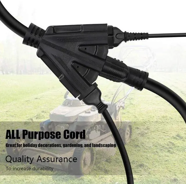 Alt view image 3 of 7 - 6FT 12/3 Outdoor Extension Cord, Heavy Duty 3-Outlet SJTW Indoor/Outdoor Three-Prong Power-Cord 12-Gauge Grounded 15-Amp 1875 Watts