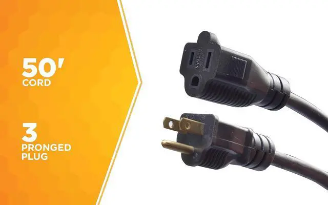 Alt view image 3 of 7 - Woods 982452 50-Foot SJTOW Agricultural Outdoor Heavy Duty All- Weather Extension Cord, Oil Resistant Vinyl Jacket, Versatile Use, Powerful 15 Amps, 125 Volts, 1,875 Watt Extension Cord, Black