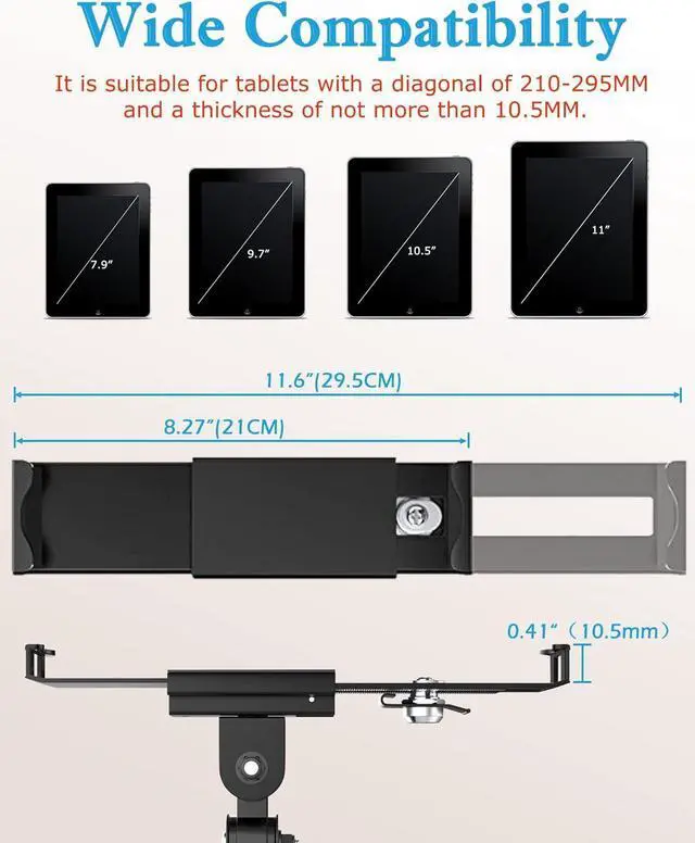 Alt view image 2 of 7 - iPad Wall Mount, Security Anti-Theft Tablet Wall Mount Holder with Lock and Keys, 360° Swivel iPad Pro Mount, Compatible with 7-11 Inch Tablets (iPad, Galaxy Tab, Slate, Fire)  Black