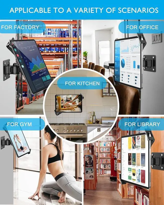 Alt view image 7 of 7 - iPad Wall Mount, Security Anti-Theft Tablet Wall Mount Holder with Lock and Keys, 360° Swivel iPad Pro Mount, Compatible with 7-11 Inch Tablets (iPad, Galaxy Tab, Slate, Fire)  Black
