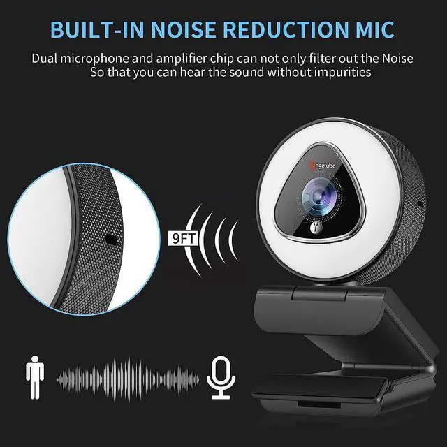 Alt view image 5 of 7 - Streaming Webcam with Ring Light - 1080P Autofocus Computer Camera with Microphone Adjustable Brightness Digital Zoom Webcams for Xbox Twitch Gaming USB PC Web Camera for PC Laptop Desktop
