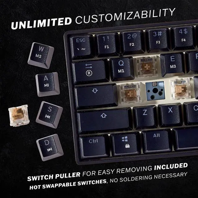Alt view image 3 of 6 - HK GAMING GK61 Mechanical Gaming Keyboard - 61 Keys Multi Color RGB Illuminated LED Backlit Wired Programmable for PC/Mac Gamer Tactile (Gateron Optical Brown)